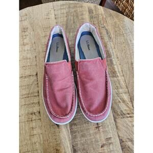 L.L Bean Sunwashed Canvas Slip On Loafer Shoes Men's 9.5 Preppy Beach Coral